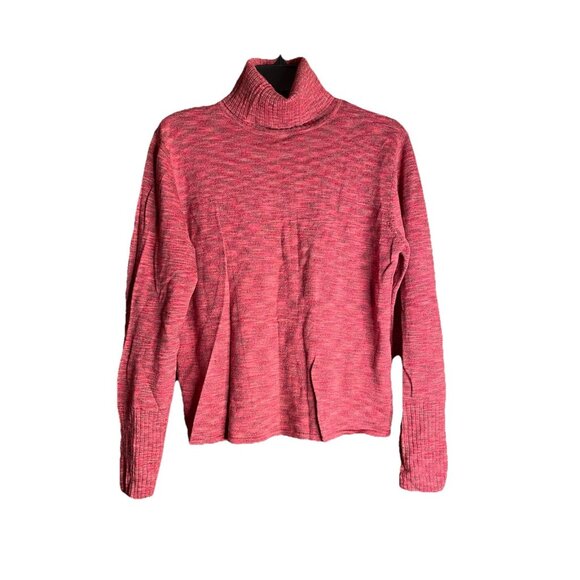 Garnet Hill Turtleneck Sweater M Red Pattern Wool Women's Vintage - Picture 1 of 11